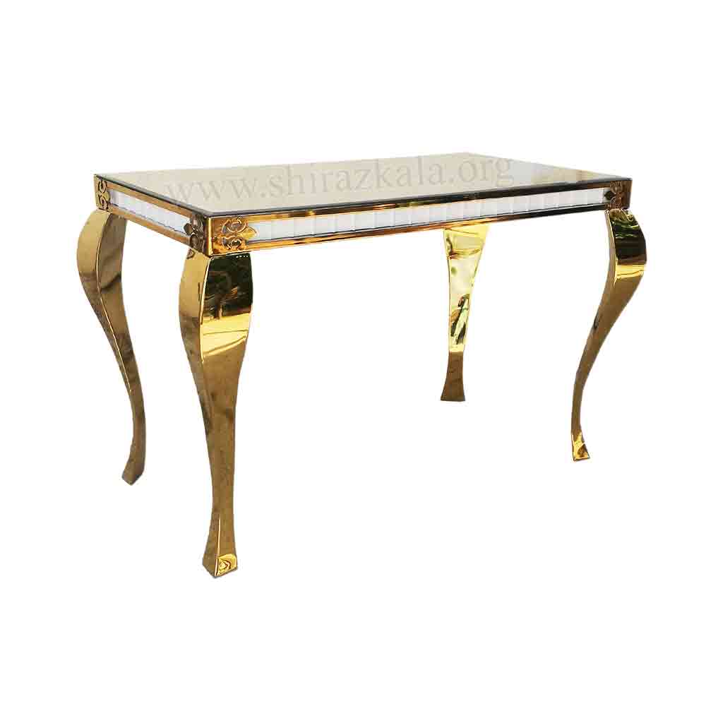 تصویر  میز کوئین فلزی طلایی سایز 140*80