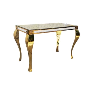 تصویر  میز کوئین فلزی طلایی سایز 120*60 ارتفاع 80 سانتیمتر