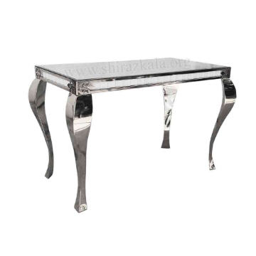 تصویر  میز کوئین فلزی نقره ای سایز 140*80