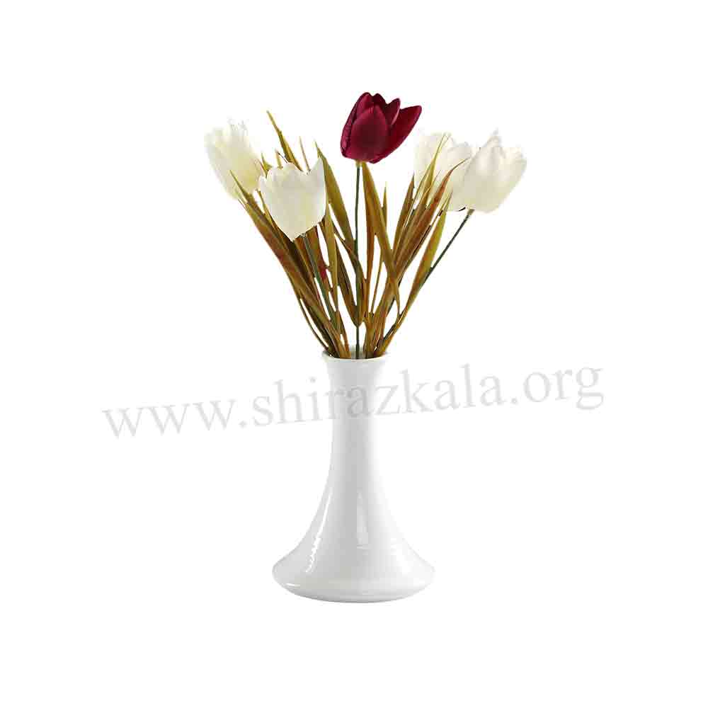 تصویر  گلدان چینی با گل لاله