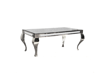 تصویر  میز کوئین فلزی نقره‌ای سایز 120*60 ارتفاع ۵۰ سانتیمتر
