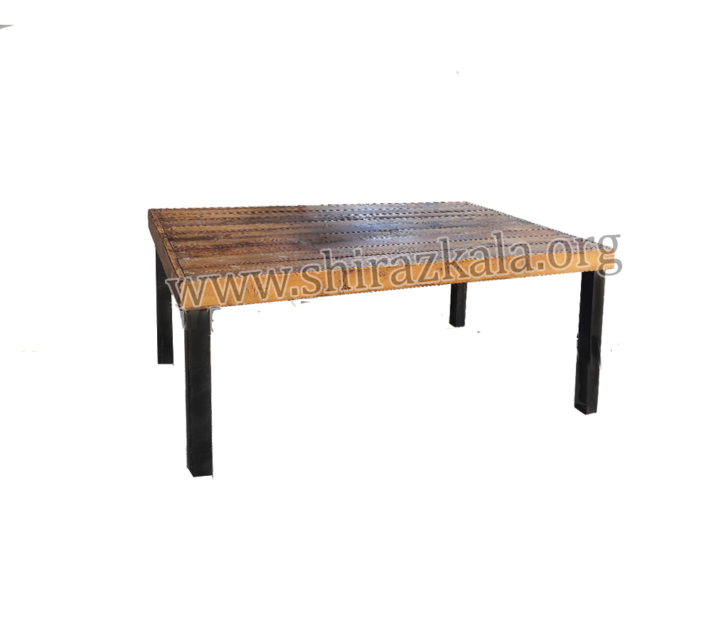 تصویر  میز روستیک چوبی پایه فلزی