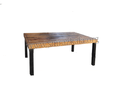 تصویر  میز روستیک چوبی پایه فلزی