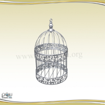 تصویر  قفس نقره‌ای طرحدار بزرگ
