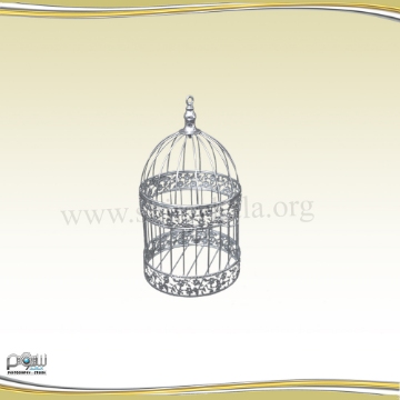 تصویر  قفس نقره‌ای طرحدار کوچک